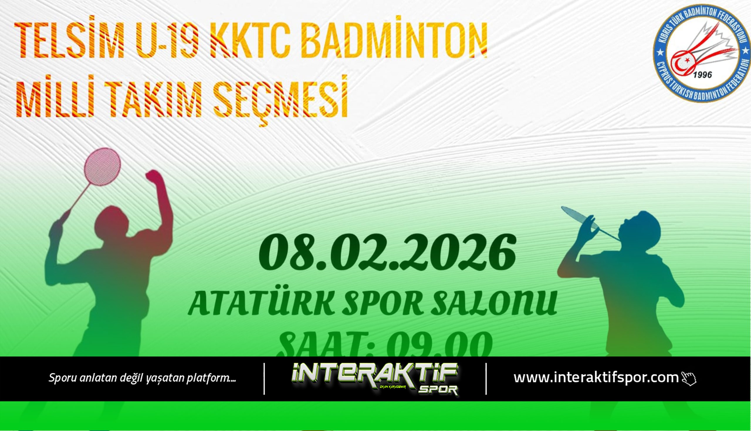 KKTC Badmiton Federasyonu 8 Şubat 2026 Pazar günü Telsim sponsorluğunda